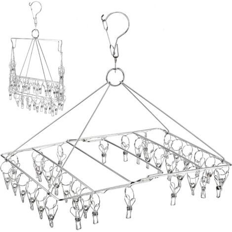 Pair - Séchoir à chaussettes pliable 36 clips en acier inoxydable pour gagner de la place (1/5)