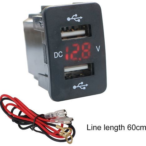 Chargeur USB Voiture Double Prise 4.2A 5V Rouge 60cm Câble Puce Intelligente Charge Rapide Adaptateur Auto (1/5)