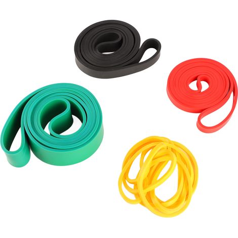 Lot de 4 bandes élastiques de résistance pour exercices de fitness, pour hommes et femmes, colorées. (1/5)