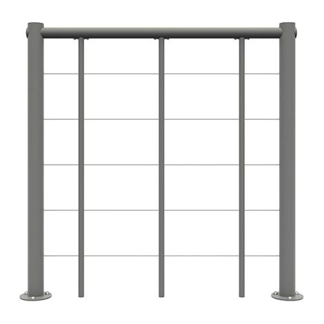 Ringhiera per scala dritta - Grigio - Acciaio termolaccato - Lunghezza 1m - Corrimano in PVC - RE-I-SLM-PVC-G