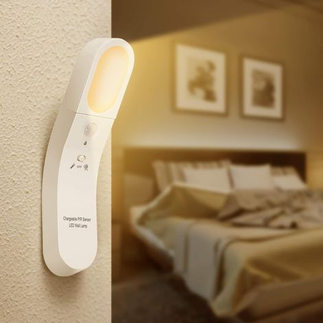 Veilleuse LED automatique 3 modes, lampe rechargeable USB avec détecteur de mouvement, lumière blanc chaud (1/5)