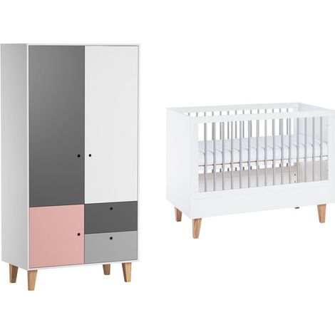 Lettino per neonati e armadio Vox Concept Rosa (1/4)