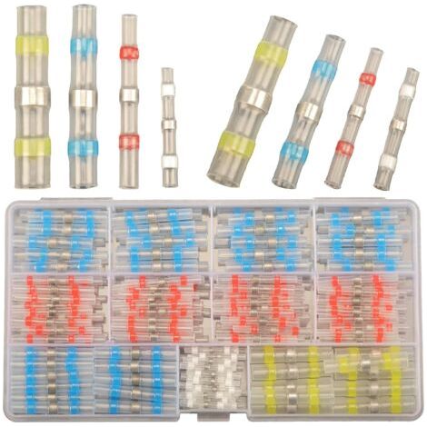 FENOPLASTICA200pcs Connecteur Bout à Bout Thermorétractable, Cosses Electriques à Sertir Thermorétractables, Étanche Connecteurs de Fil à Souder Cosse Thermosoudable Kit de Connecteurs de Bornes de Qu (1/5)