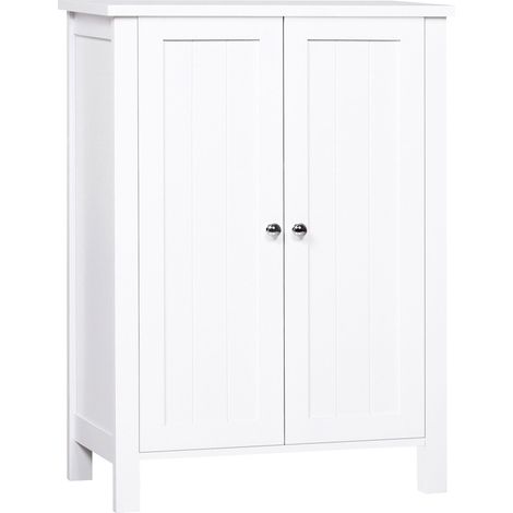 Mobiletto da Bagno Salvaspazio, Armadietto da Bagno Multiuso con Armadietto 2 Ripiani 2 Ante Maniglie in MDF 60 x 30 x 80cm Bianco