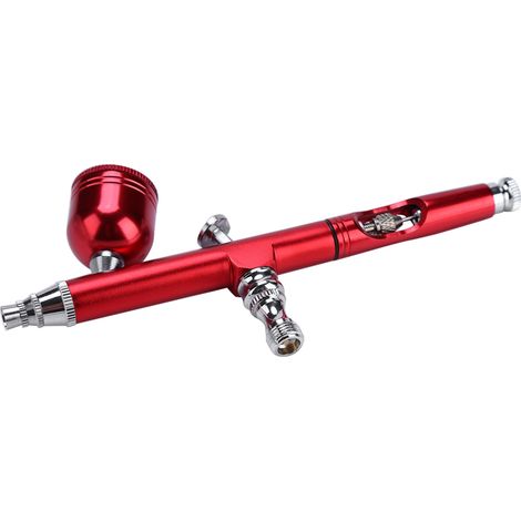 Pistolet à peinture aérographe 0,3mm rouge, alimentation par gravité, pour art, tatouage, vernis à ongles, décoration de gâteaux, outil de pulvérisation (1/5)