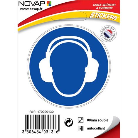 Panneau Obligation casque anti-bruit - Vinyle adhésif Ø80mm - 4031316