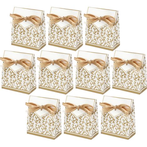 40 coffrets cadeaux exquis et uniques, ornés de nœuds à motifs dorés, parfaits pour les mariages, les fêtes d'anniversaire et les fêtes de fin d'année. (1/5)
