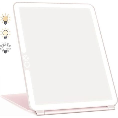 Ineasicer Makeup Mirror, Lighted Makeup Mirror with 72 LED Lights, 2000mAh USB Rechargeable LED Mirror, Touch Screen Travel Mirror (Pink) (1/5)