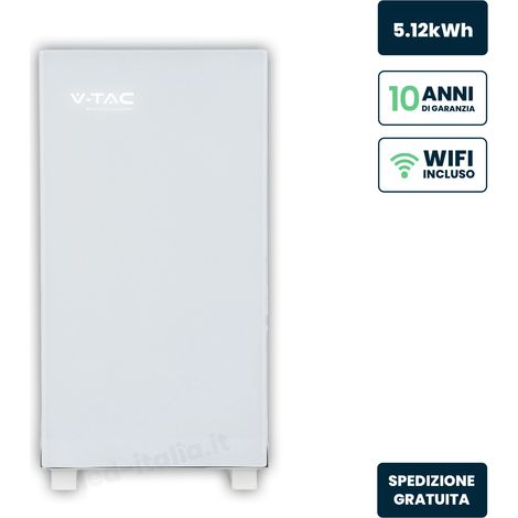 V-Tac – Batterie de stockage 5,12 kWh LFP 100 Ah IP20 – Blanc brillant – Garantie 10 ans – Pour installations solaires et éoliennes (1/5)