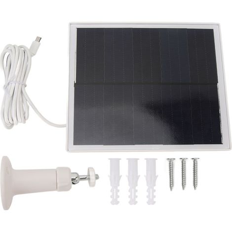 Panneau solaire 6W 5V en silicium monocristallin, étanche IP65, ultra-fin et portable, avec support pour caméra et moniteur (blanc). (1/5)