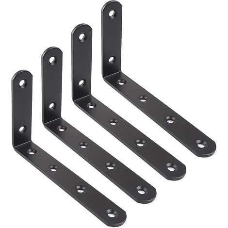 4Pcs Equerre Étagère Murale Support Étagère Mural Support en forme de L Équerre de Fixation pour Étagère Déco Cuisine Chambre Meubles Suspendus Placa (1/4)