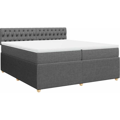 Maison Exclusive - Giroletto a Molle con Materasso Grigio Scuro 200x200 cm Tessuto