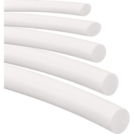 Silicone Foam Sealing Strip Dia 5mm x 5m Long, Sponge Solid Round White Strip Soft and Durable for DIY Sealed Foam Card Sleeve (1/5)