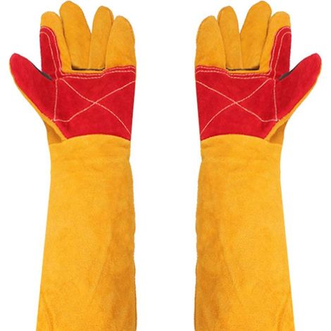 Heavy Duty Welding Gloves - 24" Extra Long Sleeves - Leather - Heat Resistant - Fireplace Work Gloves - Cut Resistant Gardening Gloves - 60cm (1/5)