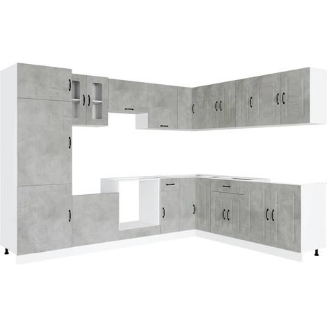 Maison Exclusive - Set Mobili da Cucina 14 pz Kalmar Grigio Cemento in Truciolato