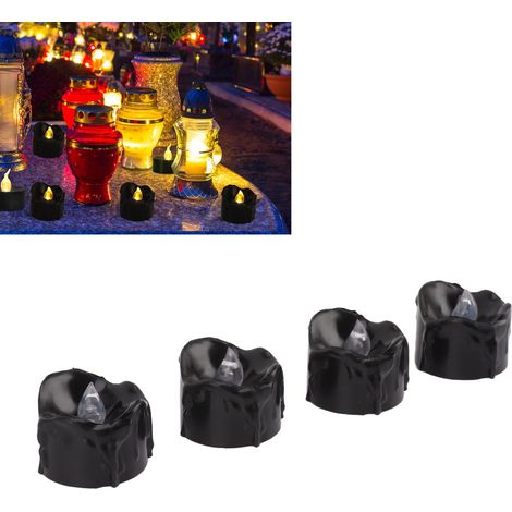 Bougie noire fondante, bougie lumineuse d'Halloween, bougie chauffe-plat à piles, bougie noire vacillante sans flamme, idéale pour les décorations de fêtes et les soirées à thème. (1/5)