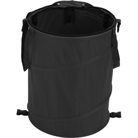 Großer, tragbarer und multifunktionaler Camping-Müllbeutel aus 600D Oxford-Canvas, faltbarer Behälter mit Deckel, schwarz (1/5)