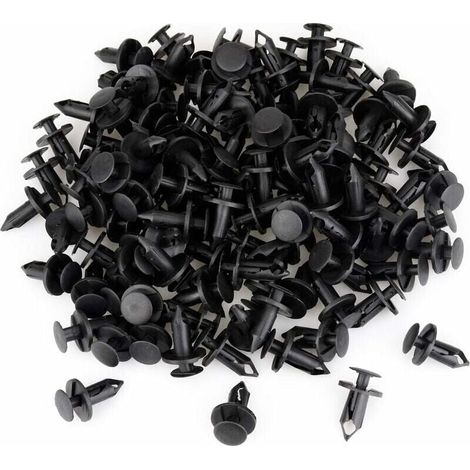 120 Stück Auto-Kunststoffnieten-Befestigungsklammern, schwarze Auto-Clips, Kunststoffnieten, Kotflügel, 8 mm Loch, Druck-Kunststoffnieten, Befestigungselement—— (1/4)