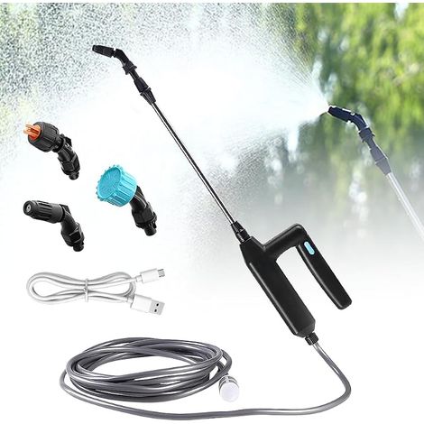 Elektrisches Gartensprühgerät, Teleskop-Sprühlanze mit 3 Düsen und 50 m Schlauch, USB-aufladbar für die Rasenbewässerung (1/5)