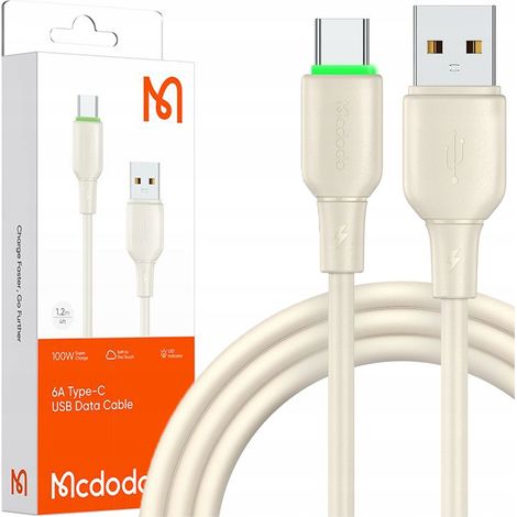 Cavo USB-C Mcdodo per ricarica rapida PER Samsung Xiaomi TIPO C 6A 100W 1M LED beige (1/5)