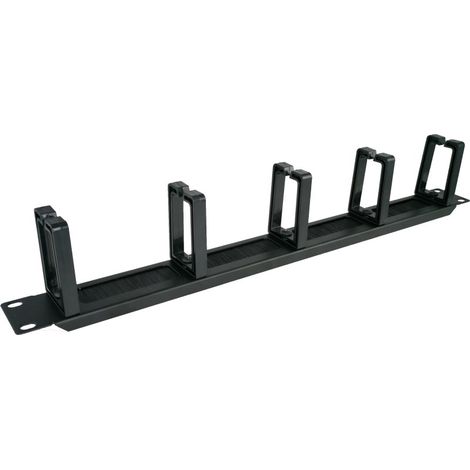 Organiseur de câbles Alantec PK048 1U 19" avec passe-câbles brossé. 5 supports en plastique. (1/2)