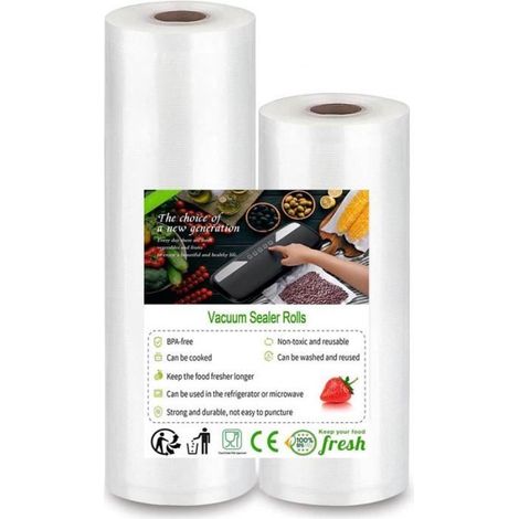 2 Rouleaux Sac Sous Vide Alimentaire 20x500cm + 28x500cm, Rouleau de Mise Sous Vide pour Machine Sous Vide et la Conservation (1/3)