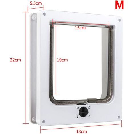 Rapanda – Chatière imperméable pour chat et petit chien – Verrou rotatif 4 voies – Installation facile sur portes et murs – Taille extérieure 22x19x5.5cm