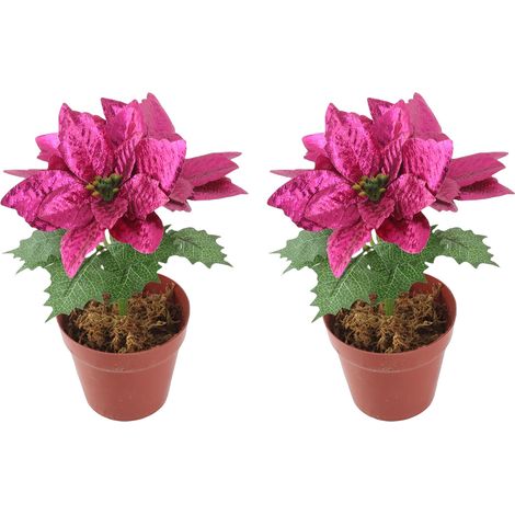 Künstliche Weihnachtssternblumen, künstliche Topfpflanzen als Weihnachtsdekoration für Zuhause und Küche (1/5)