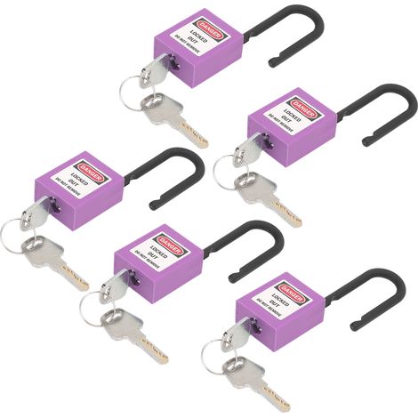 Lot de 5 dispositifs de verrouillage de sécurité de 38 mm/1,5 po, isolants techniques antidérapants pour usines, chantiers de construction, hôpitaux et produits chimiques, violet
