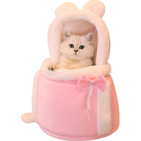 Warme Haustiertragetasche, kleiner Katzen- und Hunderucksack, Winter-Plüsch-Haustierkäfig für Reisen im Freien, Hängetasche für Haustiere – Größe M – Rosa (1/4)