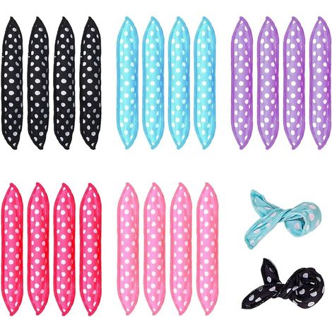 20 Pieces Heatless Foam Hair Rollers, Retro Polka Dot DIY Hair Styling Tools, Sleeping in Rollers Foam Styling Tools for Long, Short, Thick or Thin Hair (Multicoloured) (1/5)
