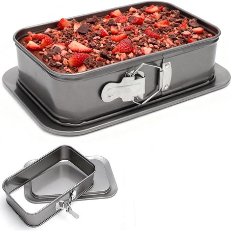 Moule À Gâteau Rectangulaire - 28 X 18 Cm - Fond Amovible - Revêtement Antiadhésif - Pour Cheesecakes Et Gâteaux - 1 Pièce (1/5)