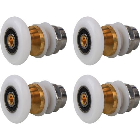 20mm Shower Door Rollers, 4-Piece Brass Sliding Shower Door Roller Set for Replacement of Sliding Shower Doors, Glass Door Runners (20mm) (1/4)
