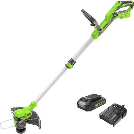 Greenworks 24V Tagliabordi a Batteria per Giardini Piccoli e Medi, Ampiezza di Taglio 30cm, Filo di Nylon da 1,65mm con Autofeed, Batteria 24V 2Ah e Caricabatterie, Garanzia 3 Anni G24LT30K2