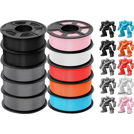 Filamento PLA per stampa 3D, diametro 1,75 mm, set da 10 pezzi, compatibile con stampanti FDM, PLA Meta Mix-14 10pc (1/2)