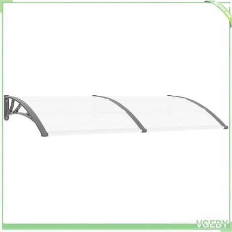 Auvent de porte - FAFEICY - 45627 - 200 x 100 cm - Polycarbonate 5 mm - Supports noirs (1/5)