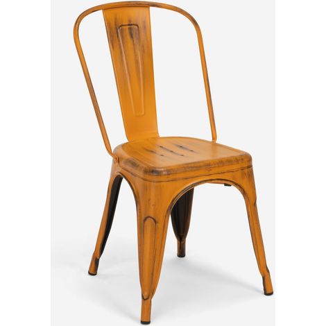 sedie design industriale metallo vintage shabby chic stile steel old - Arancione (1/5)