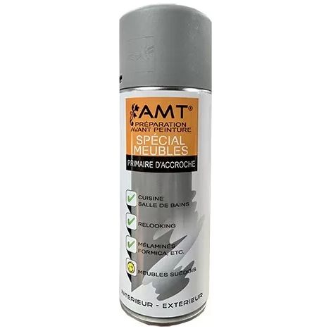 Apprêt d'accrochage - AMT - Aérosol Spécial Meubles - 330 ml - Gris - Résistance après séchage