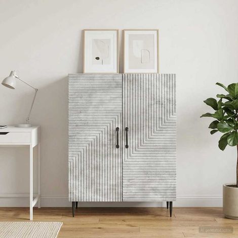 Buffet gris béton avec portes et étagères, bois d’ingénierie, 66 x 34,5 x 89,5 cm - PANGIVO (1/5)