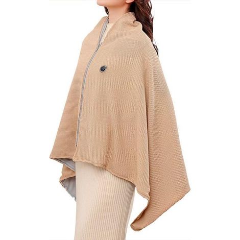 Sweat à capuche chauffant pour femme - Couverture chauffante - 150 x 80 cm - 3 niveaux de température - Couverture chauffante - Rechargeable par USB - Cape chauffante rechargeable - H (1/5)