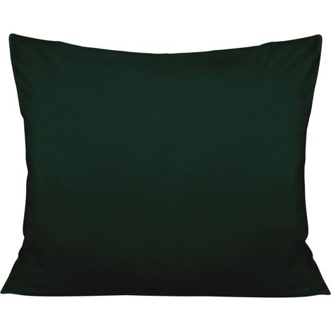 Taie d'oreiller 50x70 cm en satin de coton, vert bouteille, unie (1/3)