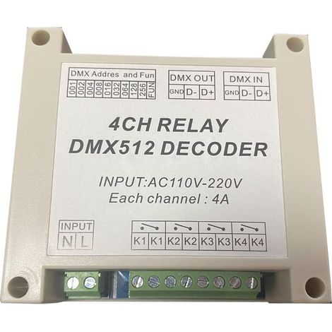 Interruttore relè controllato da DMX 4CH DMX512 Interruttore relè di ingresso ad alta tensione AC 110-220V
