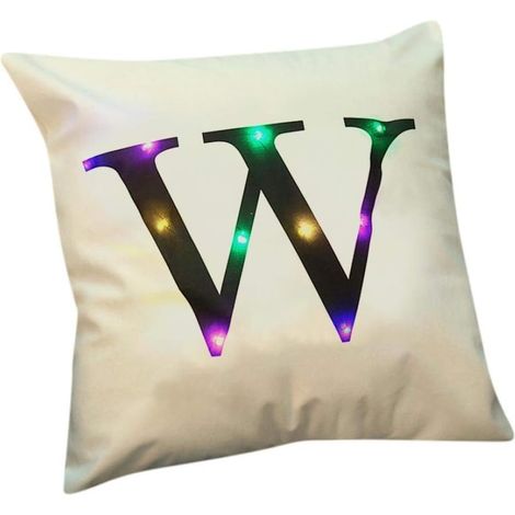18x18 pouces LED couleur Glitter velours lettre housse de coussin taie d'oreiller Bar Party (blanc, w) (1/5)