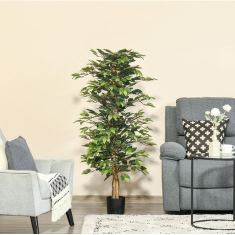 Ficus artificiale decorativo 150 cm per interni ed esterni, vaso nero HAVRYA (1/5)