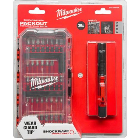 Milwaukee Metallbitset 39 Teile mit Lampe