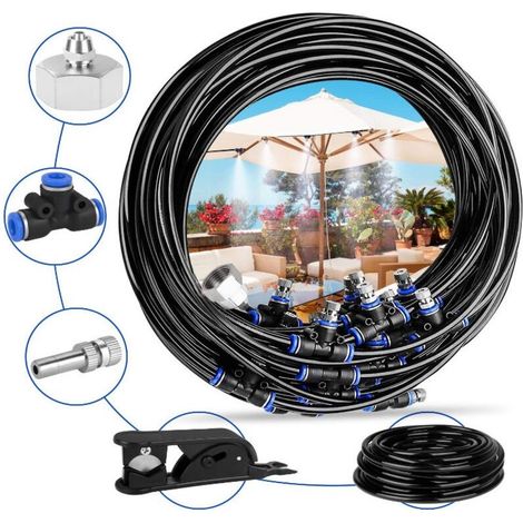 Brumisateur de terrasse 20M avec 20 buses – Tuyau PE résistant aux UV – Réduction température 20°C – Installation rapide et facile - 20Buse (1/4)