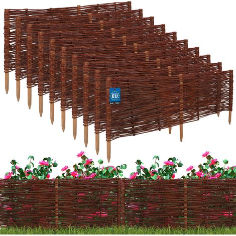 KOTARBAU® Lot de 10 Clôture Bois  - Bordure Jardin Extérieur - 100 x 40 cm - Bordure de Jardin en Osier à Planter - Marron - Cloture en Osier - Décoration Extérieure (1/5)