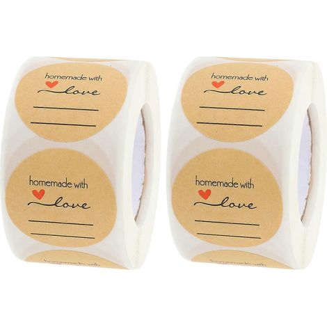 Deux rouleaux d'autocollants ronds faits main pour la pâtisserie, parfaits pour créer des étiquettes personnalisées, comme l'emballage de cadeaux, les sachets de bonbons, les fêtes, les mariages, les (1/5)