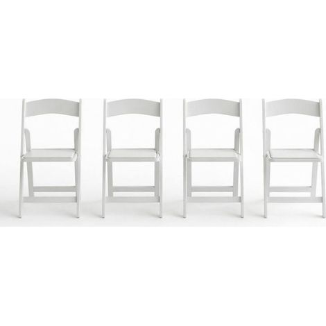 Lot de 4 chaises pliantes 44x45x78 cm en résine, blanches, gain de place pour salle à manger (1/5)