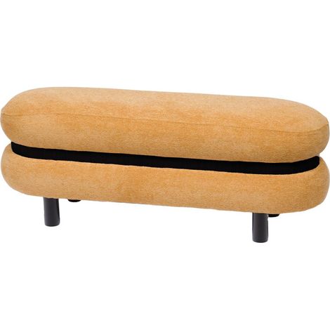 Amadeus - Banc en tissu moutarde avec piètement métal L110 cm Ocrina